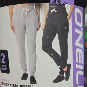 O'Neill Size XS Black & Grey 2 Pack of French Terry Jogger Pants